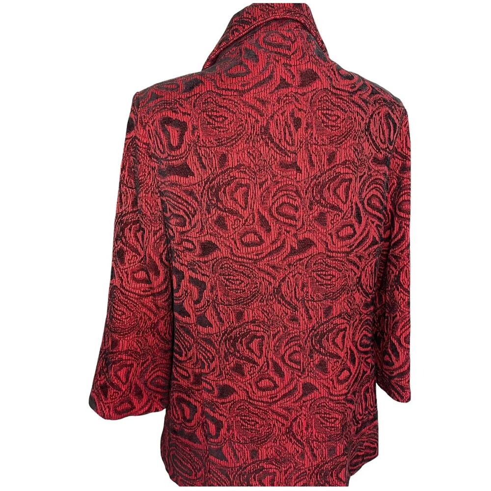 City Girl Nancy Bolen Blazer Jacket Red Black Embroidered Button Size Small -EUC - Picture 6 of 12